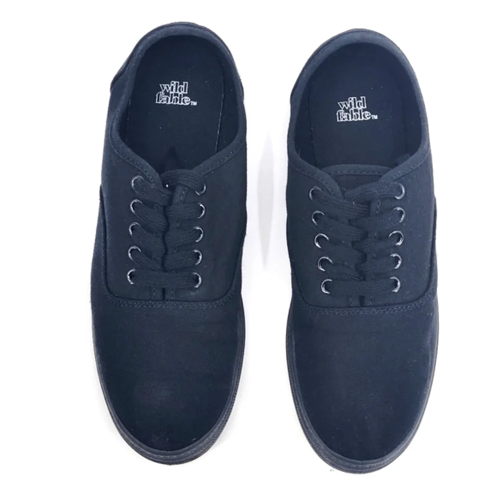Wild Fable Black Canvas Lace Up Sneakers Shoes Womens Size 7